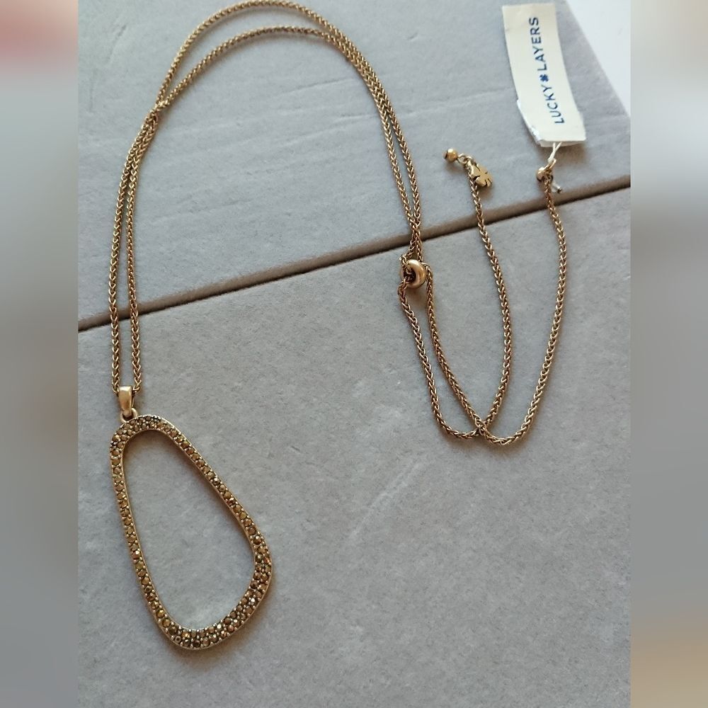 Lucky Brand Necklaces gold plated brass syrup pull chain pedant
